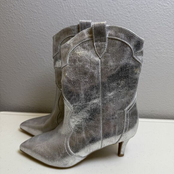 Dolce Vita Shoes - Dolce Vita Womens Boots Size 5 Silver Cowgirl Heel Fashion